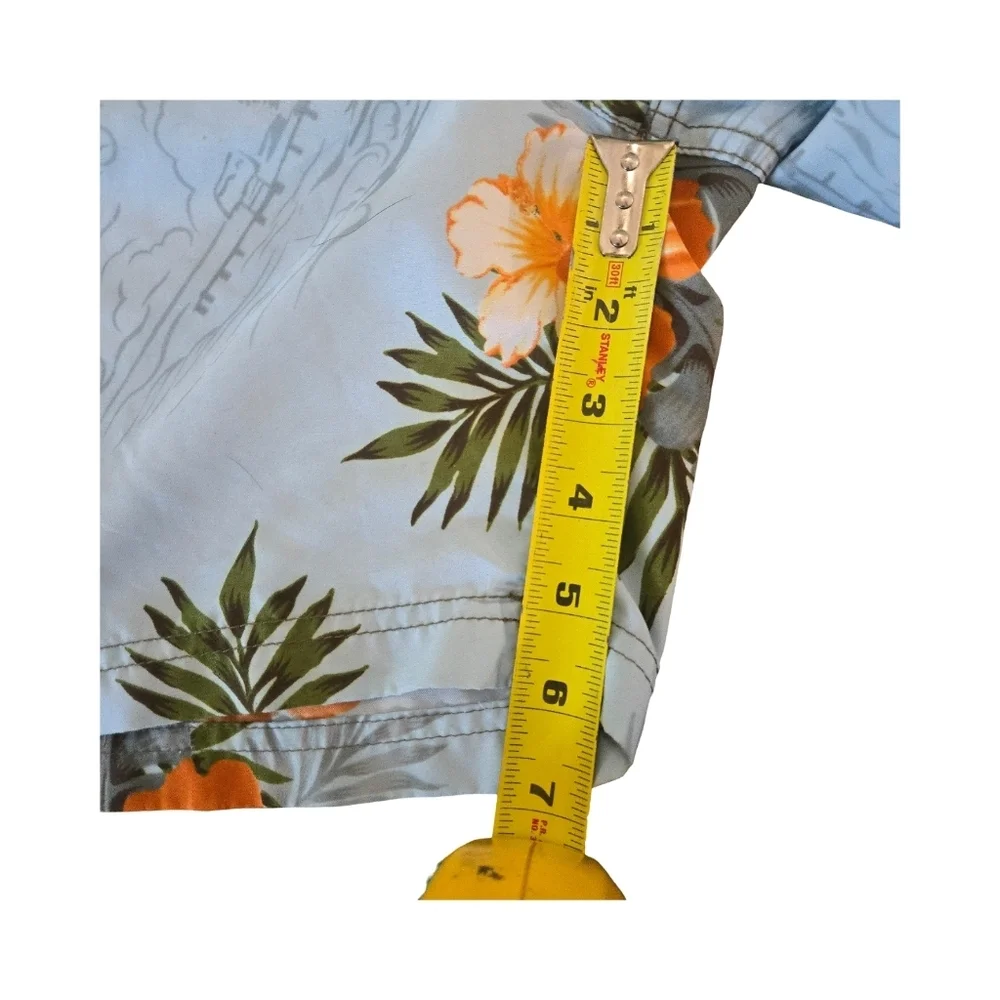 Sand N Sun Men's Light Blue Floral Swim Trunks S Large